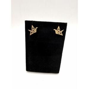 Gold Plated Origami Bird Stud Earrings